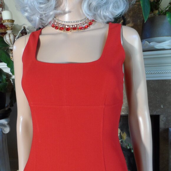 Bergdorf Goodman Scarlet Red Virgin Wool Crepe Sheath Dress Size 2 - Picture 8 of 16